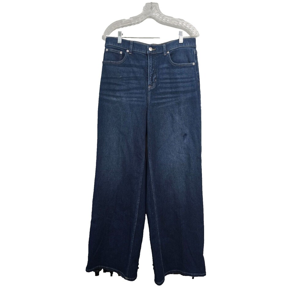 Spanx Shape Authentic 360 Wide Leg Jeans Size L High Rise Shaping Denim 21676R